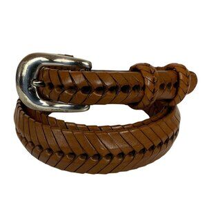 Mens Braided Leather Ranger Belt Silvertone Buckle Size 40 Adjustable Western